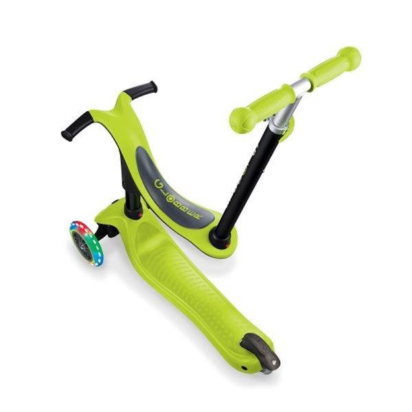 GLOBBER GO•UP SPORTY LIGHTS SCOOTER - LIME GREEN - 452-106