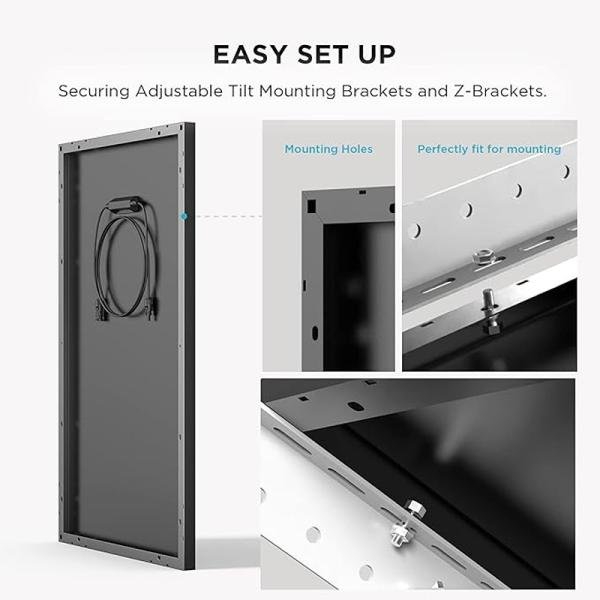 ECOFLOW 100W Rigid Panel (2pcs) 20.3V(Vmp17.1V) 6.3A (Imp5.9A) 100W - EF-SOLAR-Rigid100