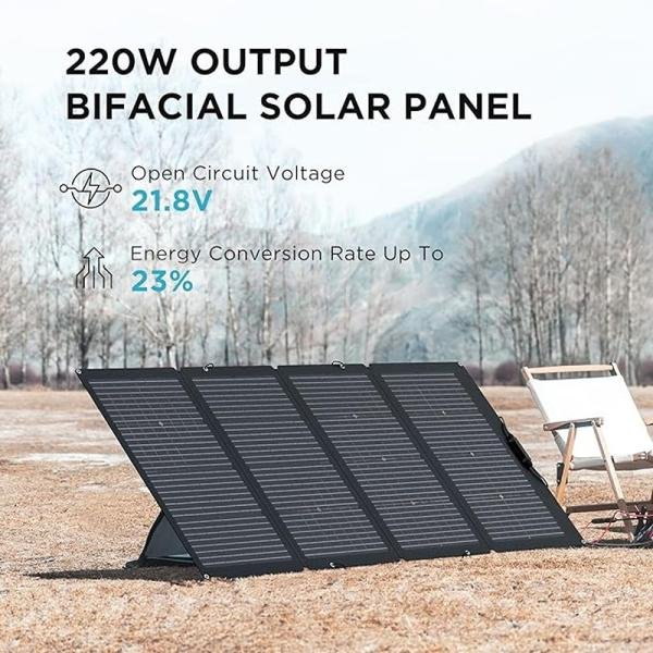 ECOFLOW 220W Foldable Solar Panel 21.8V(Vmp 18.2V) 13A（Imp12.0A) 220W - EF-SOLAR220