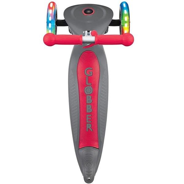 GLOBBER PRIMO FOLDABLE LIGHTS SCOOTER - RED/GREY - 432-120-2