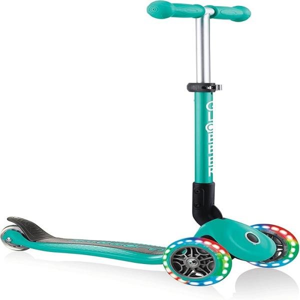 GLOBBER JUNIOR FOLDABLE LIGHTS SCOOTER - EMERALD GREEN - 437-107