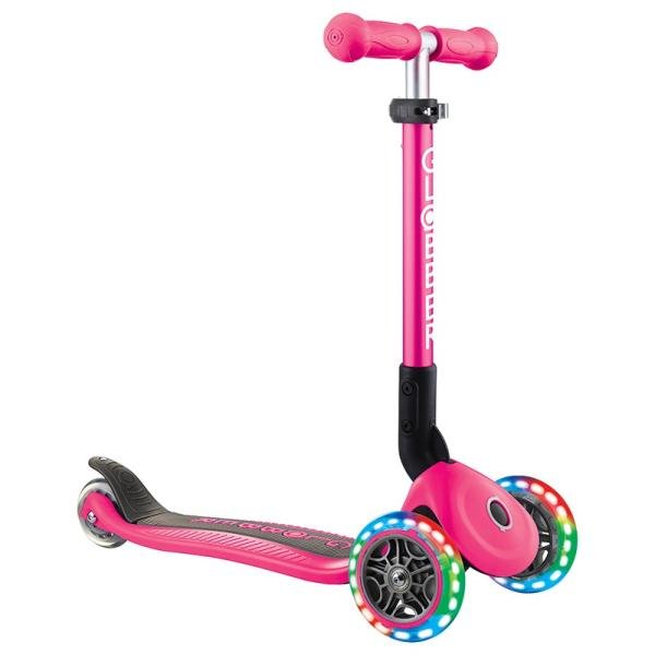 GLOBBER JUNIOR FOLDABLE LIGHTS SCOOTER - NEON PINK - 437-110