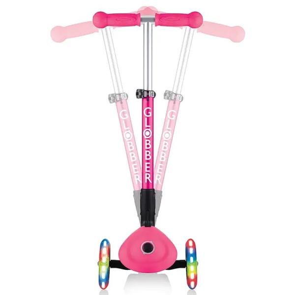 GLOBBER JUNIOR FOLDABLE LIGHTS SCOOTER - NEON PINK - 437-110