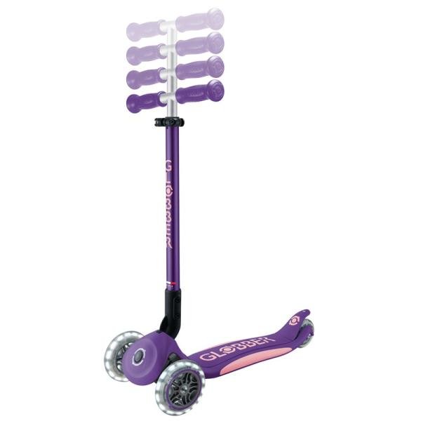 GLOBBER PRIMO FOLDABLE PLUS LIGHTS - TBAR PURPLE/PASTEL PINK