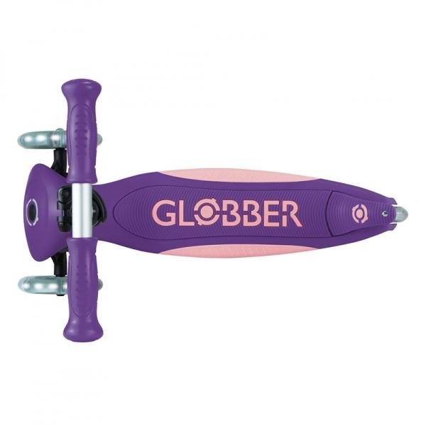 GLOBBER PRIMO FOLDABLE PLUS LIGHTS - TBAR PURPLE/PASTEL PINK