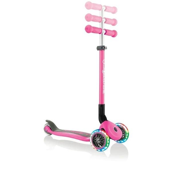 GLOBBER PRIMO FOLDABLE PLUS LIGHTS - FUCHSIA/SKY BLUE