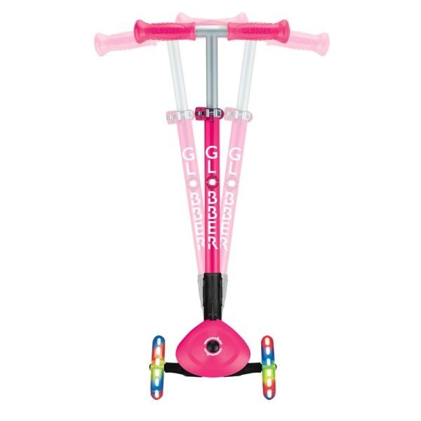 GLOBBER PRIMO FOLDABLE PLUS LIGHTS - FUCHSIA/SKY BLUE