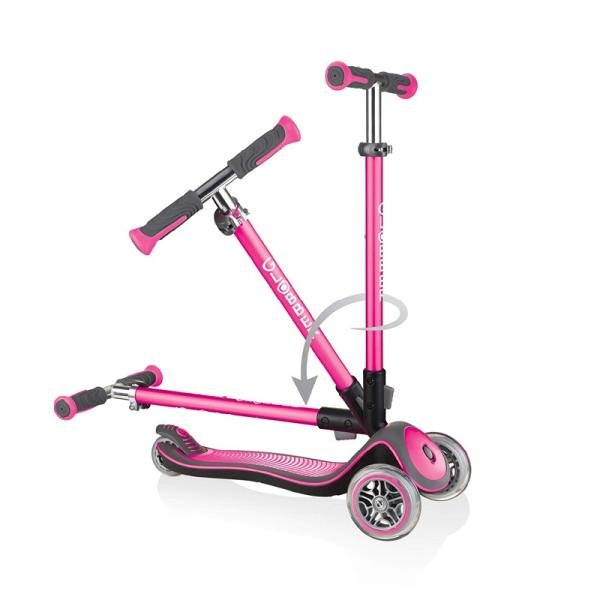GLOBBER ELITE DELUXE LIGHTS SCOOTER - DEEP PINK - 444-410