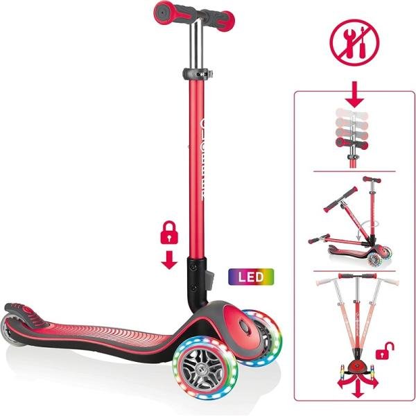 GLOBBER ELITE PRIME LIGHTS SCOOTER - RED - 444-802