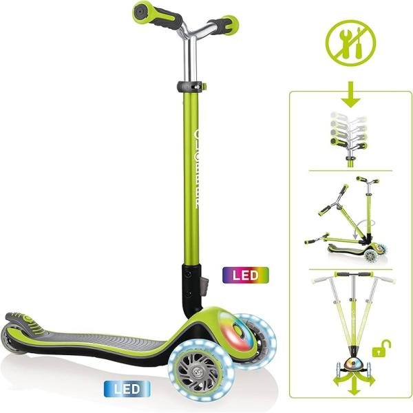 GLOBBER ELITE PRIME LIGHTS SCOOTER - LIME GREEN - 444-806