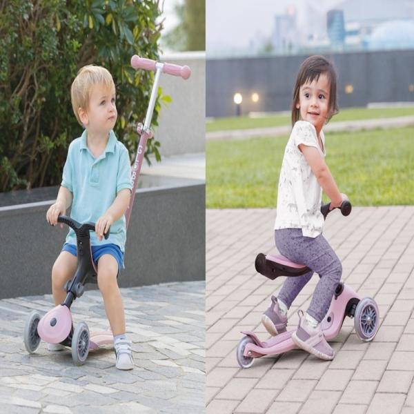 GLOBBER GO•UP SPORTY LIGHTS SCOOTER - PASTEL PINK