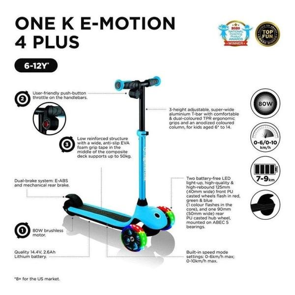 GLOBBER ONE K E-MOTION 4 ELECTRIC SCOOTER - BLUE - 655-101