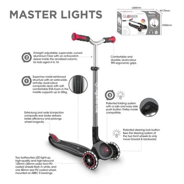 GLOBBER MASTER LIGHTS SCOOTER - DEEP PINK - 662-110