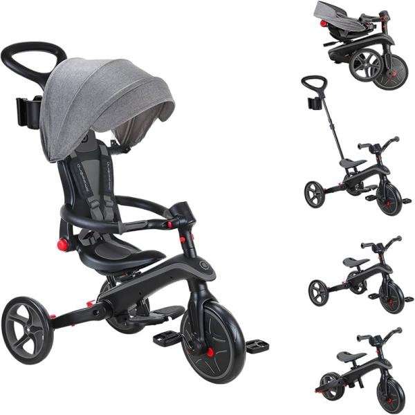 GLOBBER FOLDABLE EXPLORER TRIKE TRICYCLE (4 in 1) - GREY