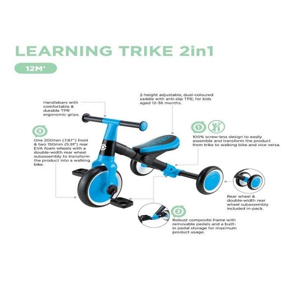 GLOBBER LEARNING TRIKE (2 IN 1) - SKY BLUE