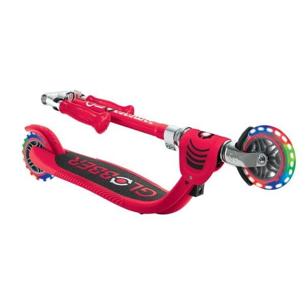 GLOBBER FLOW FOLDABLE JUNIOR LIGHTS SCOOTER - RED