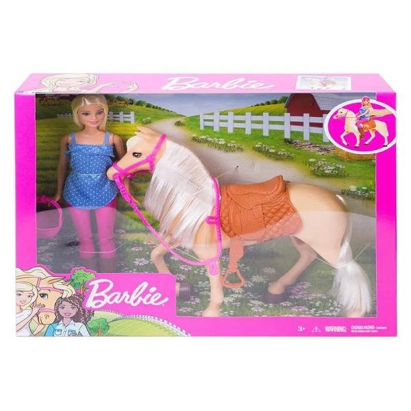 MATTEL BARBIE DOLL & HORSE - FXH13