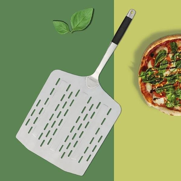 Cozze Cozze® stainless steel pizza paddle with holes, aluminium,LFGB approved, 76 x 40 x 35 cm 90377