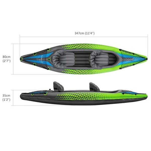 OCEANX SEAFLO INFLATABLE KAYAK TANDEM GREEN - OXSFIK12PVC