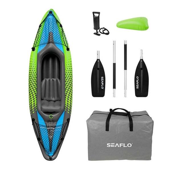 OCEANX SEAFLO INFLATABLE KAYAK SOLO GREEN - OXSFIK9PVC