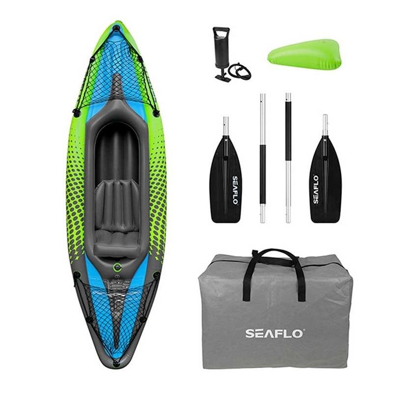OCEANX SEAFLO INFLATABLE KAYAK SOLO GREEN - OXSFIK9PVC