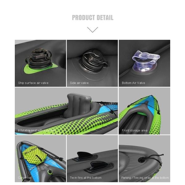 OCEANX SEAFLO INFLATABLE KAYAK SOLO GREEN - OXSFIK9PVC