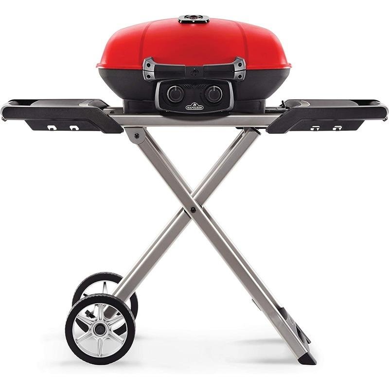 NAPOLEON TRAVELQ TM 285W PORTABLE GRILL WITH SCISSOR CART & GRIDDLE RED / BLUE - TQ285X-BK/RD-1-RC