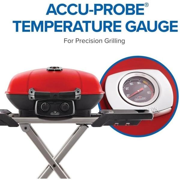 NAPOLEON TRAVELQ TM 285W PORTABLE GRILL WITH SCISSOR CART & GRIDDLE RED / BLUE - TQ285X-BK/RD-1-RC