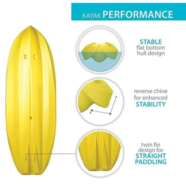 LIFETIME WAVE 72" YOUTH KAYAK WITH PADDLE - YELLOW (6FT, CAPACITY UP TO 59kg) - 90841