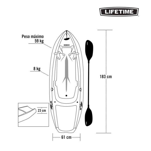 LIFETIME WAVE 72" YOUTH KAYAK WITH PADDLE - YELLOW (6FT, CAPACITY UP TO 59kg) - 90841