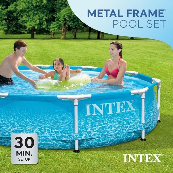 INTEX BEACHSIDE METAL FRAMETM POOL SET (w/220-240V Filter Pump), Ages 6+ - 28208