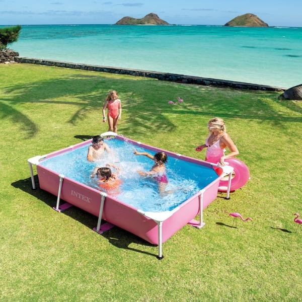 INTEX PINK RECTANGULAR FRAME POOL, Ages 6+ - 28266