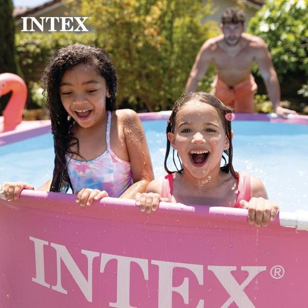 INTEX PINK METAL FRAME TM POOL, Ages 6+ - 28290