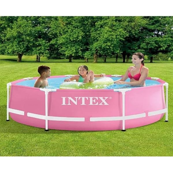 INTEX PINK METAL FRAME TM POOL, Ages 6+ - 28290