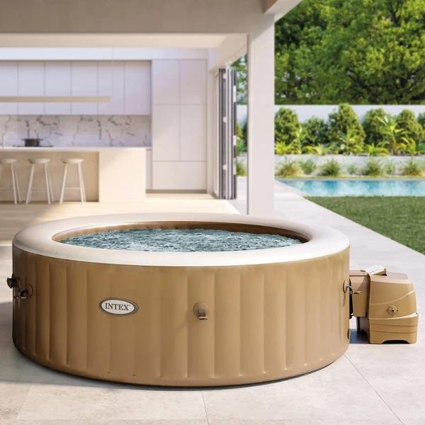 INTEX 6-PERSON SAHARA TAN ROUND BUBBLE SPA SET, (220-240 Volt), Age 6+ - 28428