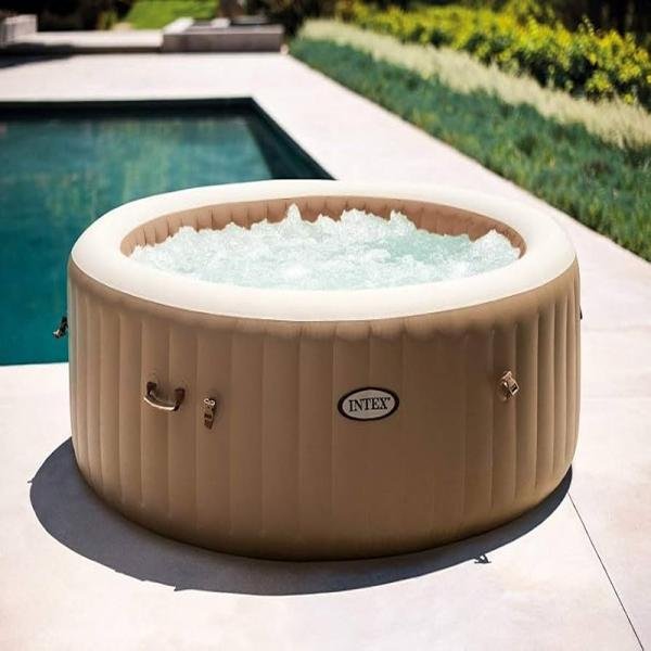 INTEX 6-PERSON SAHARA TAN ROUND BUBBLE SPA SET, (220-240 Volt), Age 6+ - 28428