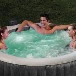 INTEX 4-PERSON GREYWOOD DELUXE ROUND BUBBLE SPA SET, (220-240 Volt), Age 6+ - 28440