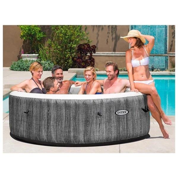 INTEX 6-PERSON GREYWOOD DELUXE ROUND BUBBLE SPA SET, (220-240 Volt), Age 6+ - 28442