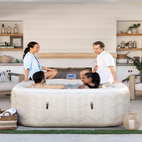 INTEX 4-PERSON CHEVRON DELUXE SQUARE BUBBLE SPA SET, (220-240 Volt), Age 6+ - 28446