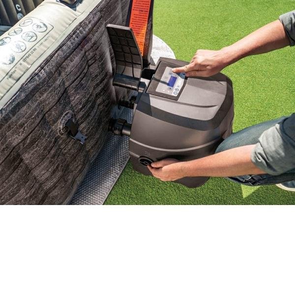 INTEX 4-PERSON GREYSTONE DELUXE SQUARE BUBBLE SPA SET, (220-240 Volt), Age 6+ - 28450