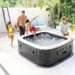 INTEX 4-PERSON GREYSTONE DELUXE SQUARE BUBBLE SPA SET, (220-240 Volt), Age 6+ - 28450