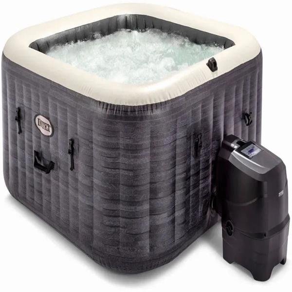 INTEX 6-PERSON GREYSTONE DELUXE SQUARE BUBBLE SPA SET, (220-240 Volt), Age 6+ - 28452