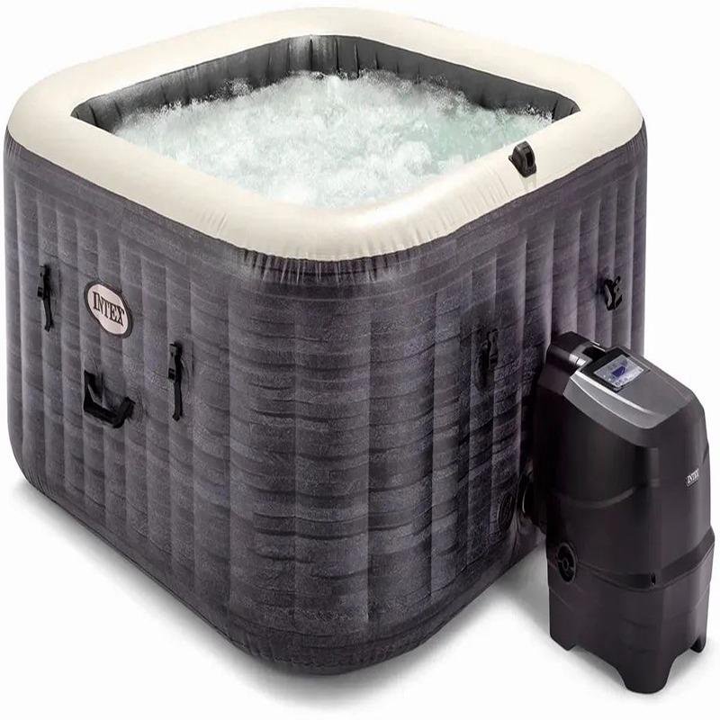 INTEX 6-PERSON GREYSTONE DELUXE SQUARE BUBBLE SPA SET, (220-240 Volt), Age 6+ - 28452