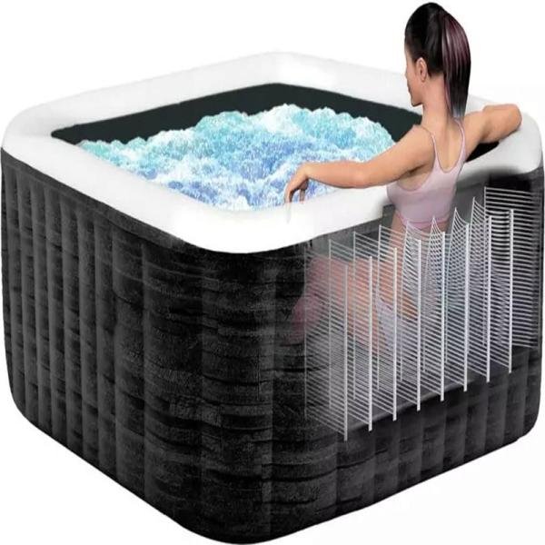 INTEX 6-PERSON GREYSTONE DELUXE SQUARE BUBBLE SPA SET, (220-240 Volt), Age 6+ - 28452