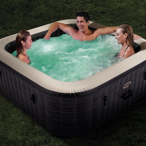 INTEX 6-PERSON GREYSTONE DELUXE SQUARE BUBBLE SPA SET, (220-240 Volt), Age 6+ - 28452
