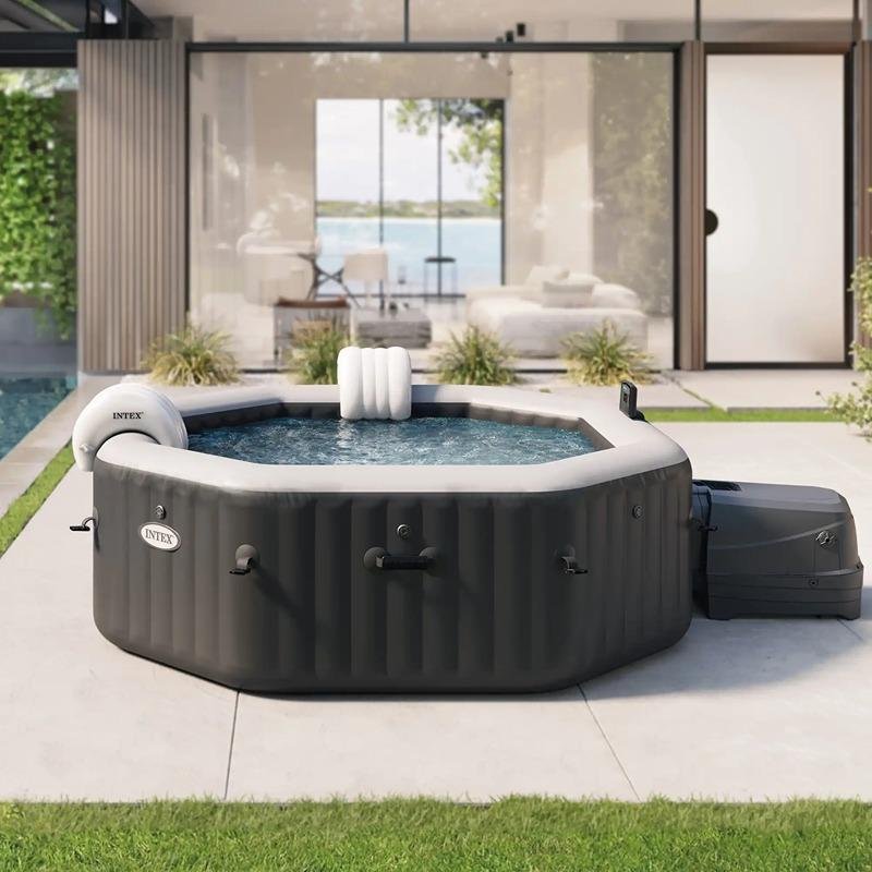 INTEX 6-PERSON ONYX BLACK OCTAGON COMBO SPA SET, (220-240 Volt), Age 6+ - 28462