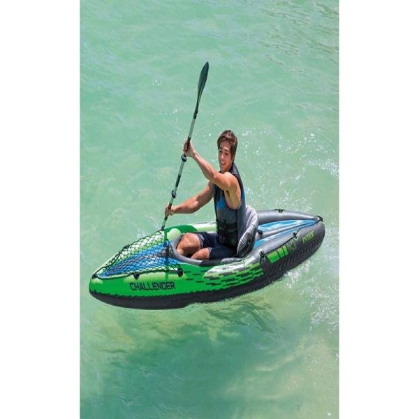 INTEX CHALLENGERTM K1 KAYAK (with 86" Aluminum Oars, 68614), w/ Cargo Net - 68305