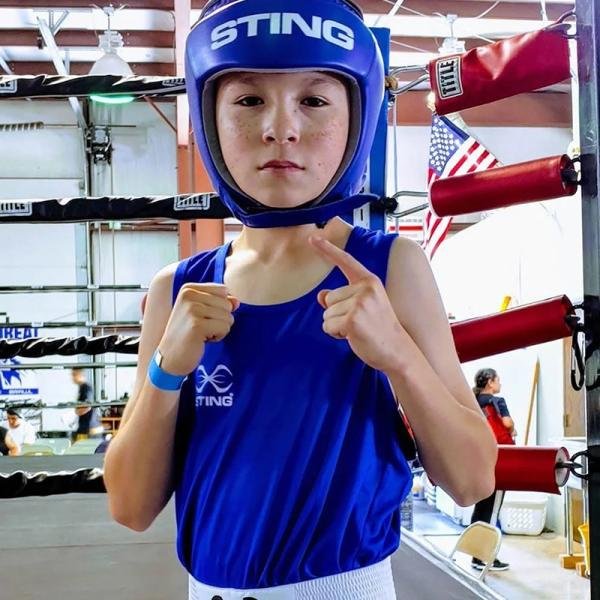 STING JUNIOR MALE METTLE BOXING SINGLET - SIZE 10 - BLUE - JM-ST1027-BL10