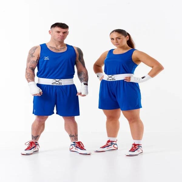 STING MENS METTLE BOXING SINGLET - SIZE S - BLUE - M-ST1027-BL01