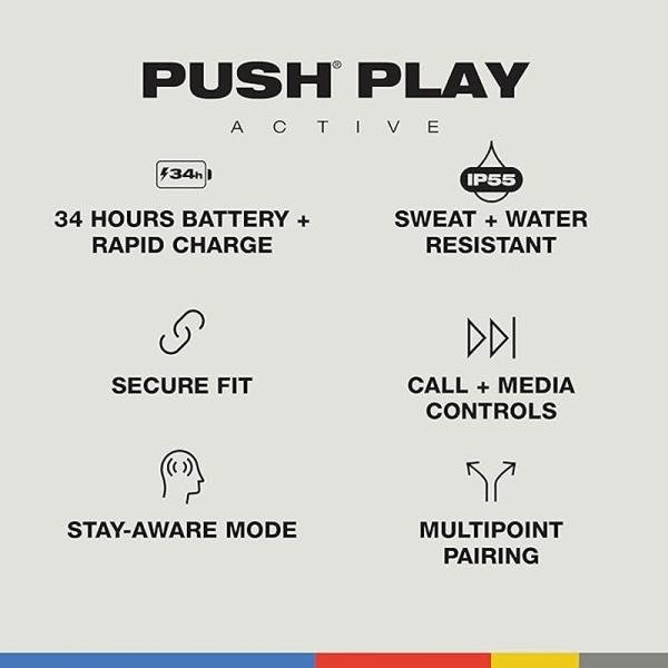 SKULLCANDY PUSH PLAY ACTIVE TRUE WIRELESS IN-EAR-BLACK/ORANGE - S2PPW-S749